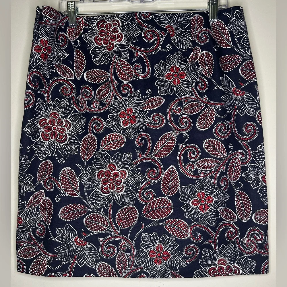 Talbots Navy and Red Floral pencil Skirt SKU A12 - Picture 2 of 6